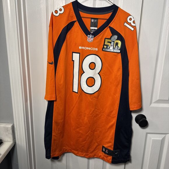 Nike Peyton Manning Denver Broncos Super Bowl 50 Jersey Mens 2XL NFL - Picture 12 of 14